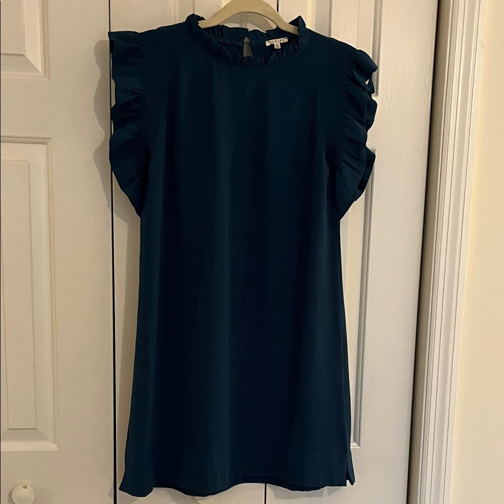 Dark Teal Ruffle Sleeve Dress